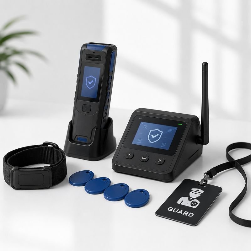 Guard tour system kit with patrol reader, RFID checkpoints and guard tag from Loxit