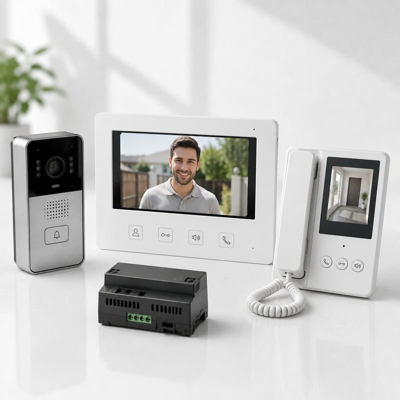 Video door phone kit: outdoor camera station with indoor monitors from Loxit